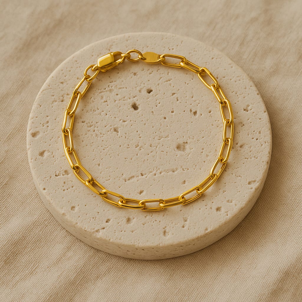 18k Gold Filled Paperclip Bracelet - 6 + 1 In or 7 + 1 in Adjustable Length - Acuarela Jewelry