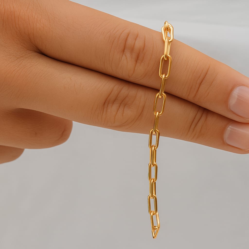 18k Gold Filled Paperclip Bracelet - 6 + 1 In or 7 + 1 in Adjustable Length - Acuarela Jewelry
