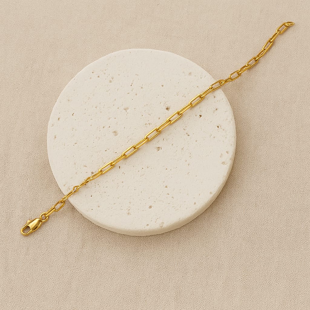 18k Gold Filled Paperclip Bracelet - 6 + 1 In or 7 + 1 in Adjustable Length - Acuarela Jewelry