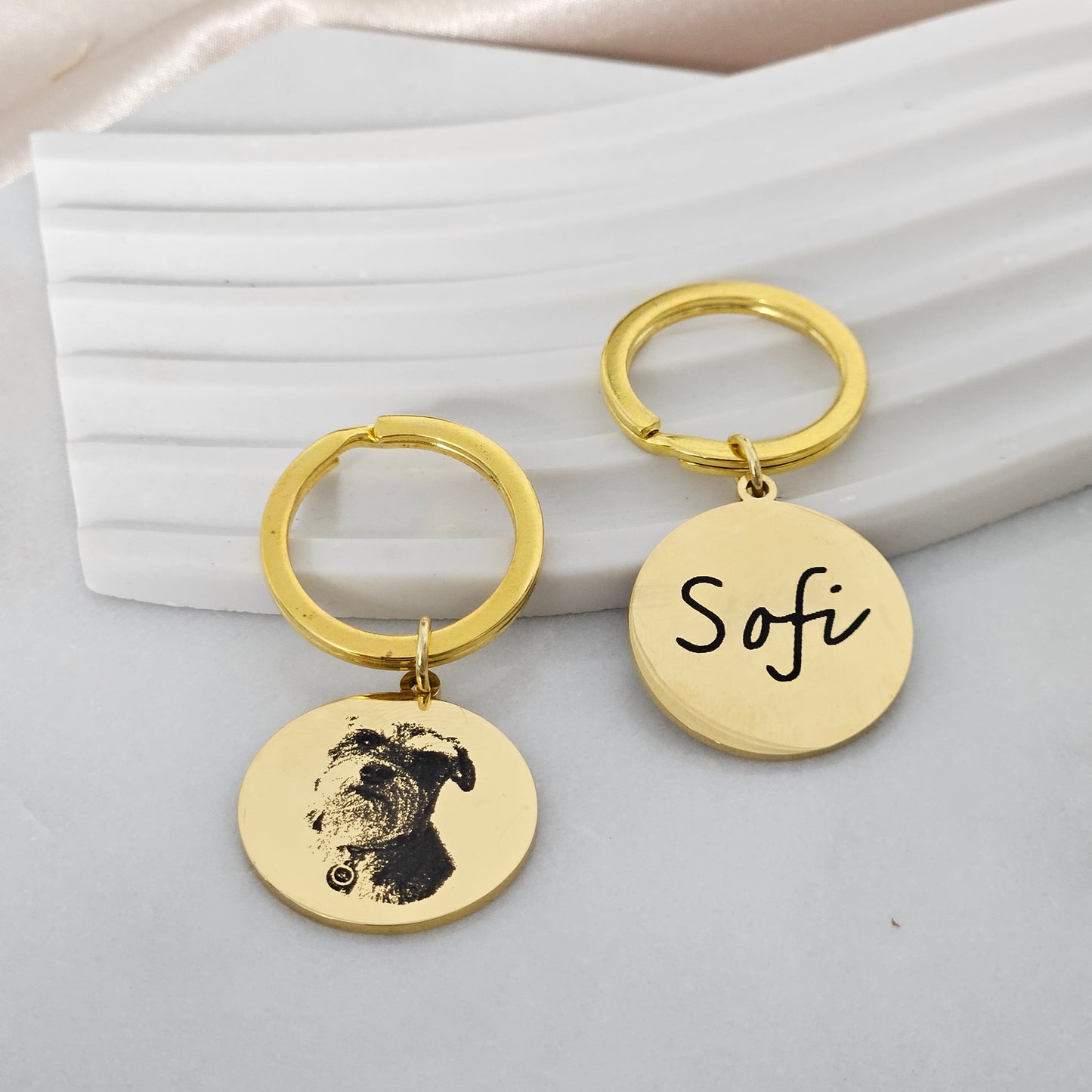 Custom Keychain with  Personalized Engraving Photo/Text/Dog