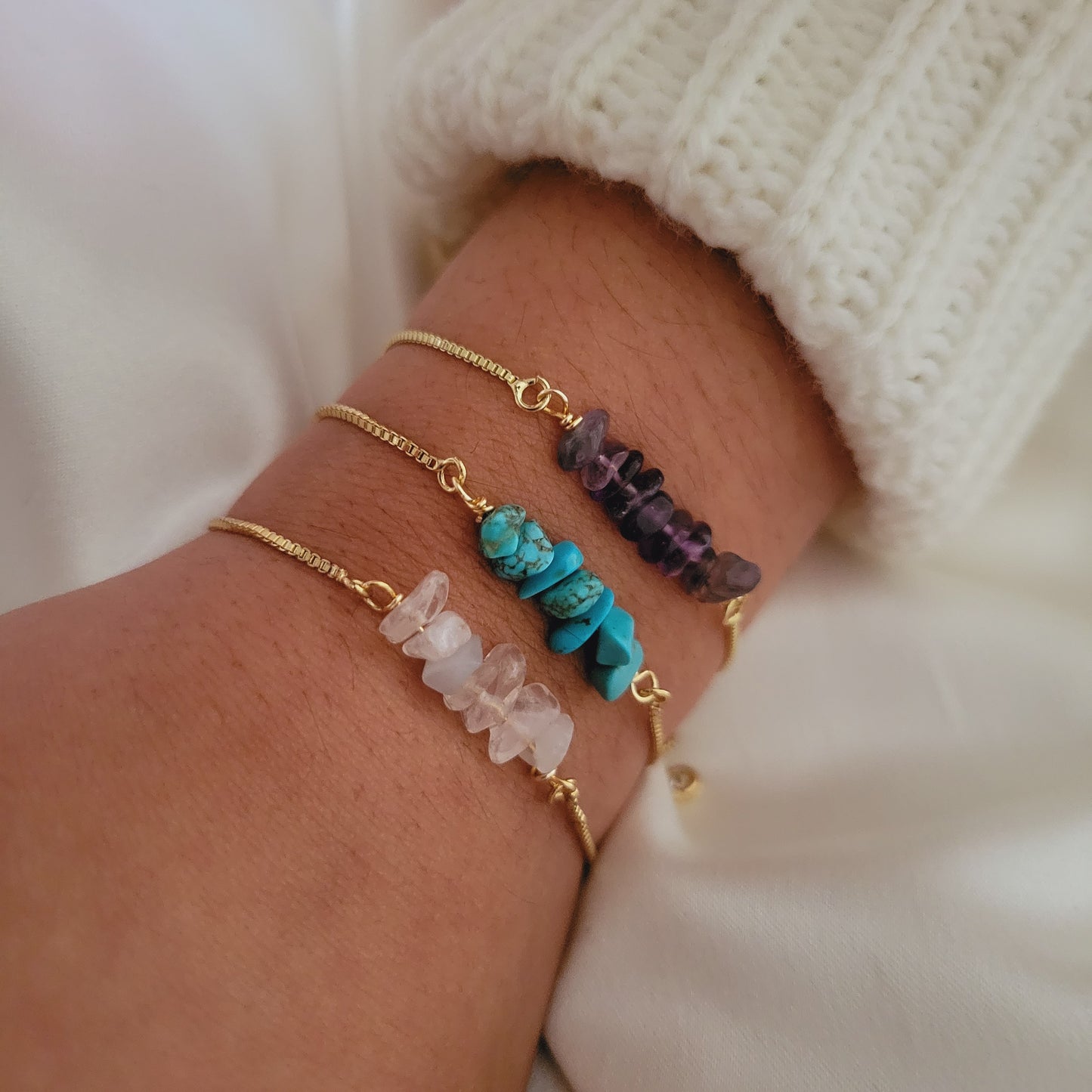 Natural Stone Adjustable Bracelet Healing Crystal Chips Natural Gemstone Fashion Women Boho Jewelry