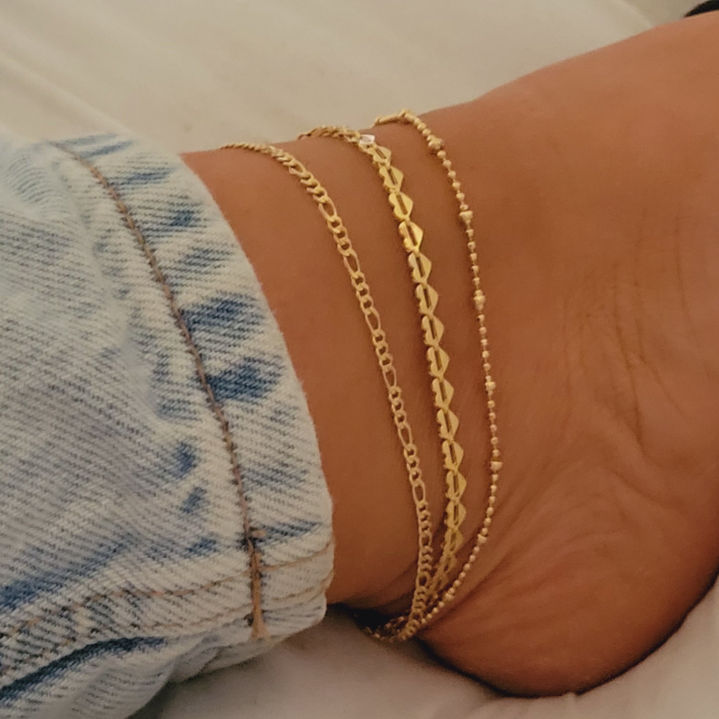 Waterproof Gold Anklet 18k gold filled Set Anklet for Women