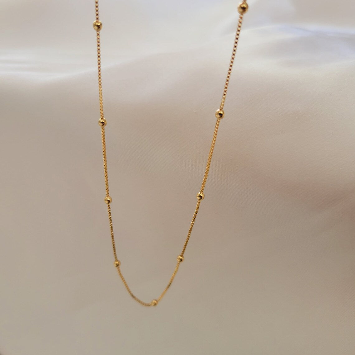 Satellite Chain Necklace, Gold Beaded Necklace, 18k Gold Filled Necklace, Minimalist Necklace