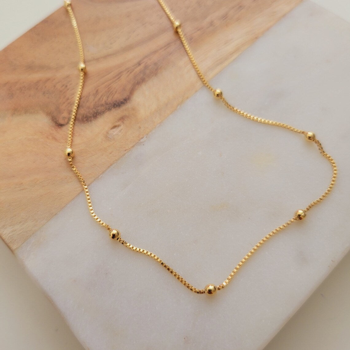 Satellite Chain Necklace, Gold Beaded Necklace, 18k Gold Filled Necklace, Minimalist Necklace