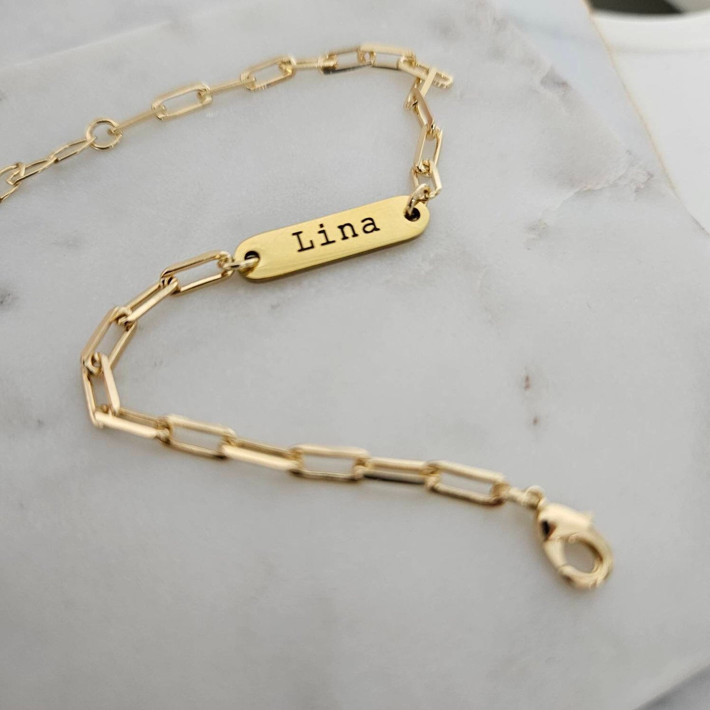 Custom Mini Name Bar Bracelet Set, Dainty Bracelet Gift Set, 18k Gold Filled Layering Bracelet