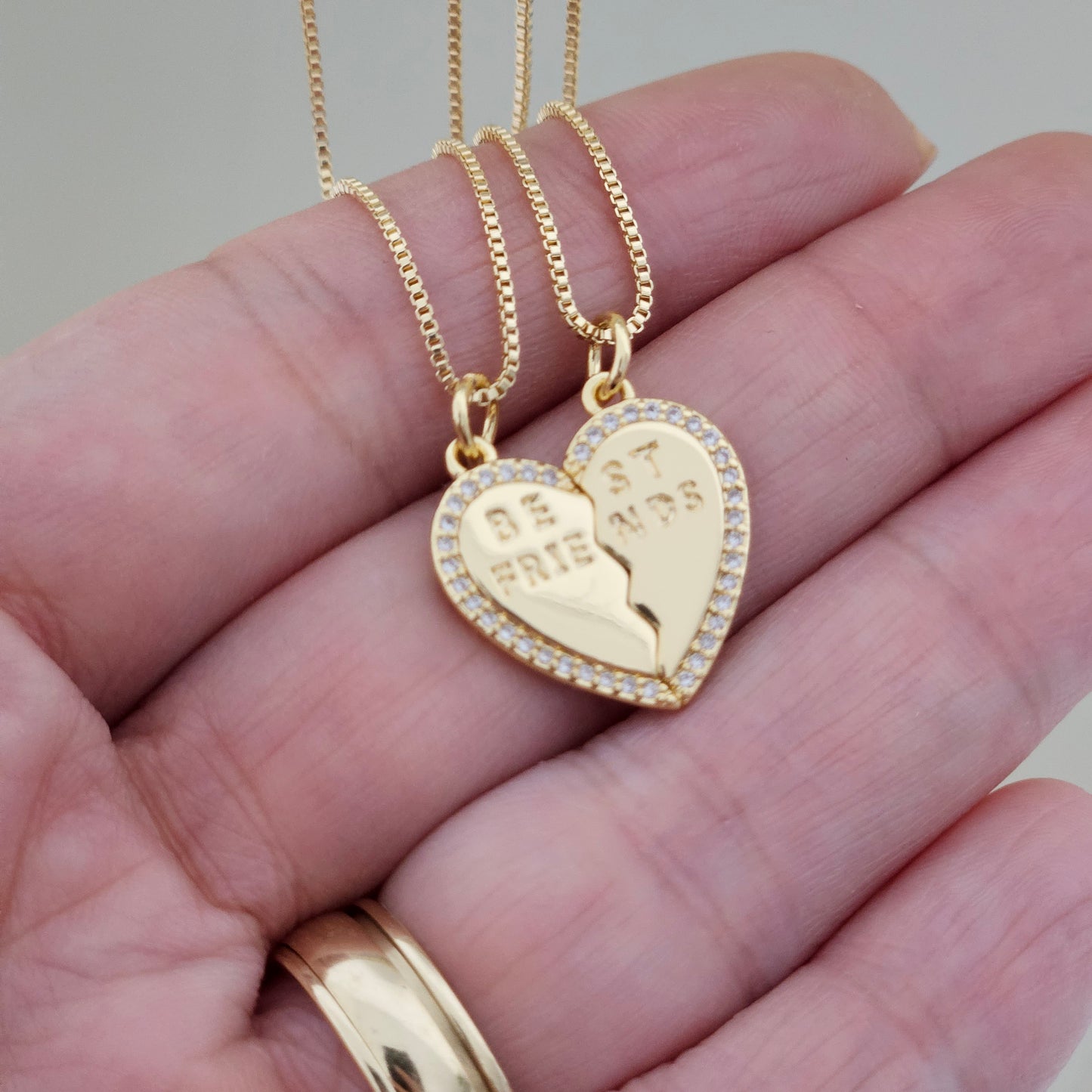 Best Friends Necklace Best Friend Jewelry Heart Couples Necklace Split Heart Best Friend